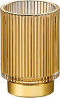 Makeup Brush Holder Organizer,Toothbrush Holders,Desk Pen Pencil Holder,Multifunctional Vintage Glass Brush Cup（L/Gold/A3-7-US）