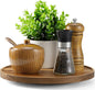 10” Acacia Wood Lazy Susan Turntable Organizer for Cabinet - Round Wooden Lazy Susan Organization and Storage for Pantry Table Kitchen Countertop Cupboard Coffee Bar Farmhouse Decor