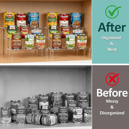Can Rack Organizer for Pantry, 3-Tier Acrylic Cans Organizer for Pantry, Clear Canned Goods Holders for Kitchen Cabinet, Tiered Soup Can and Canned Food Storage Rack