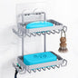 Nieifi Adhesive 2 Tier Bar Soap Holder, Stainless Steel for Shower Wall, Soap Dish for Bathroom, Gray