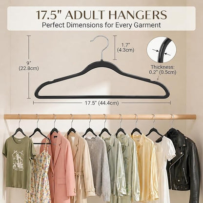 SMARTOR Plastic Hangers 50 Pack, Heavy Duty Plastic Hangers for Clothes - Non-Velvet Slim Hangers with 360° Swivel Hook & Clothes Thin Hanger - Durable Coat Hangars, Space Saving Hanger - Black