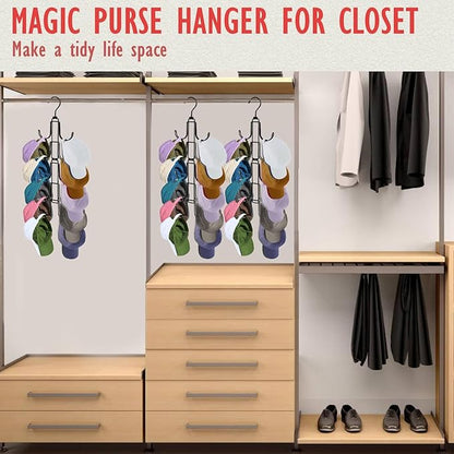 Baseball Hat Organizer for Closet: Hanging Cap Rack with 10 Rotatable Large Hooks - Metal Hat Hanger for Wall Home Door Apartment - Holds Up to 40 Baseball Caps - 1 Pack Black