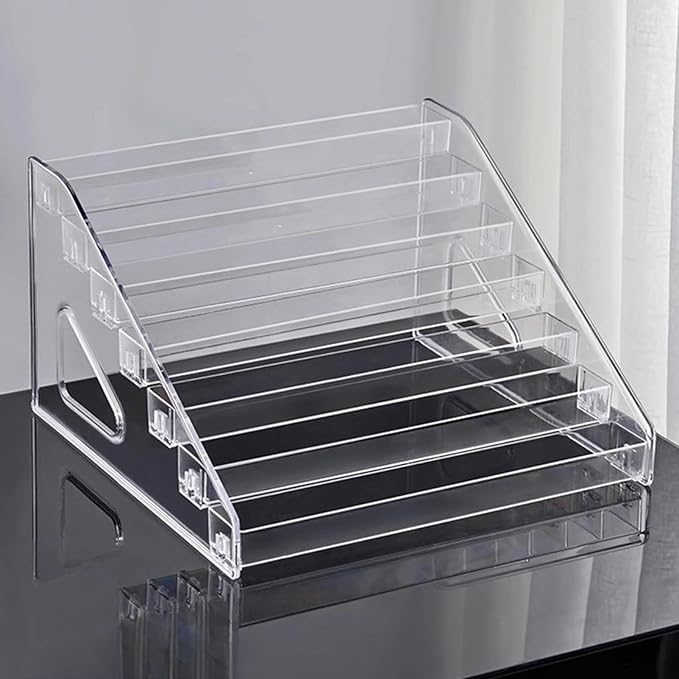 Acrylic Nail Polish Organizer Rack, 7 Tier Holder Stand for Nail Polish Holder Sunglasses Organizer Essential Oils Holder Clear Eyeglasses Display Case Makeup Organizer（Transparent）