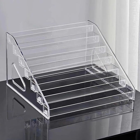 Acrylic Nail Polish Organizer Rack, 7 Tier Holder Stand for Nail Polish Holder Sunglasses Organizer Essential Oils Holder Clear Eyeglasses Display Case Makeup Organizer（Transparent）