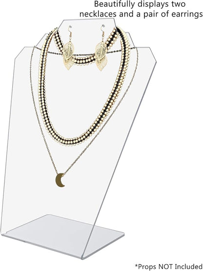 Marketing Holders 4 Pack Jewelry Display Stand 8.5" x 11" Clear Acrylic Slant Back Holds Necklaces Bracelets and One Set of Earrings Use by Accessory Outlets Retail Shops Fashion Boutiques