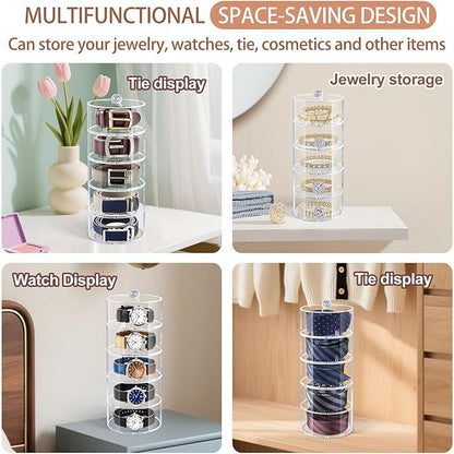Belt Organizer, 5-Tier Acrylic Belt Storage & Holder for Closet, Clear Acrylic Display Case with Dust Cover for Belts Best Gift for Men And Husband (5-Tier)