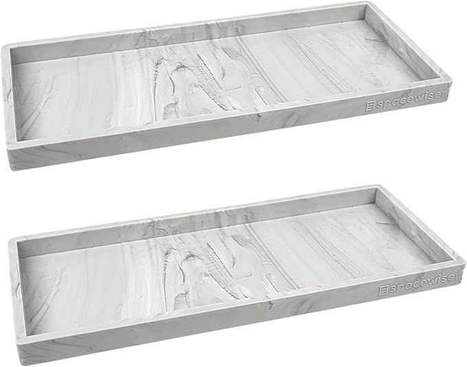 Spacewiser Countertop and Vanity Tray - 2 PC Large 11.7" Silicone Bathroom Trays, Counter Organizer, Dish Soap Sponge Holder Kitchen Sink Tray Organizer, Sink Caddy Toothbrush Key Kitchen Soap Trays