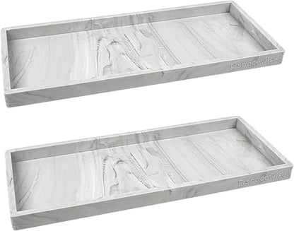 Spacewiser Countertop and Vanity Tray - 2 PC Large 11.7" Silicone Bathroom Trays, Counter Organizer, Dish Soap Sponge Holder Kitchen Sink Tray Organizer, Sink Caddy Toothbrush Key Kitchen Soap Trays