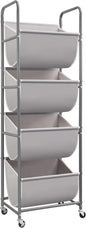 STORAGE MANIAC Vertical Rolling Laundry Hamper, 4 Section Laundry Sorter with Wheels and 2 Breaks, 4-tier Laundry Baskets for Small Space, Dorm, Laundry Room, Closet, Bathroom, Gray 4-tier