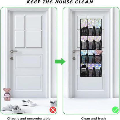 Scales Behind Door Shoes Hang Holder Rack,Storage for Small Spaces,Shoes Hanger Storage Organizer Bag for Bedroom Unique Print