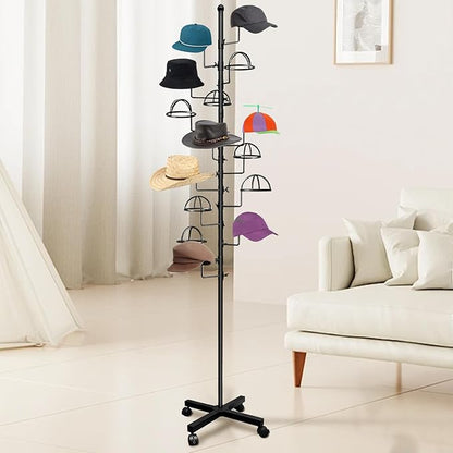 Montex Hat Rack Stand 15 Hooks, Hat Display Stand Metal, Hat Display for Stores, 15 Customisable Circular Hooks