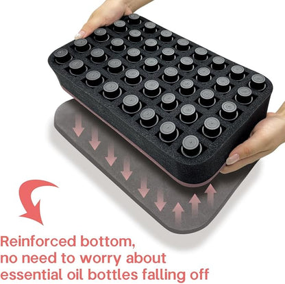 Essential oils Organizer Holder Foam Pad with Slots, Holds 40 bottles of 10ml、15ml Bottles, Removable Dividers，Black