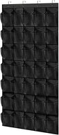 35 Pocket Black Over the Door Shoe Organizer, Reusable Breathable Large Mesh Bag Men's & Women's Sneaker Organizer, for Hanging Shoe