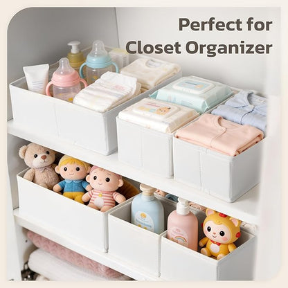 Drawer Organizer, 16 Pack Baby Dresser Organizer for Nursery, Foldable Closet Organizers and Storage Dresser Dividers for Clothes, Socks, Scarves, Ties (White)