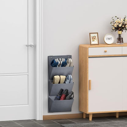 Wall Mounted Hanging Organizer 2Pack,Shoes Rack/Can Store 6Pairs of Plus-Size Sneakers,Also Stores Boots.with Sticky Hanging Mounts, Shoes Holder,Door Shoe Hangers (SM08-Gray-2)