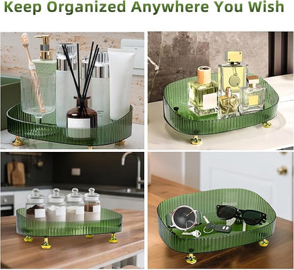 Perfume Organizer, Bathroom Vanity Tray, Acrylic Makeup Trays for Dresser Top, Countertop Decorative Plastic Decor Tray, Perfume Organizer for Women, organizador de perfumes Dark Green