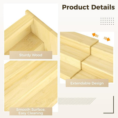 Expandable Bamboo Can Rack Organizer for Pantry, 3-Tier Adjustable Canned Food Storage Holder, Tiered Step Shelf holds up to 24 Cans for Kitchen Cabinet & Countertop