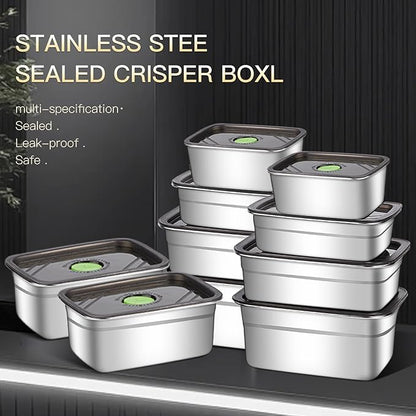 GIUOIDUO 10-Piece Stainless Steel Food Storage Container Set with Airtight Lids - Durable, Eco-Friendly Kitchen Organizers for Freshness & Convenience，Pantry, Dishwasher Safe (Various Sizes)
