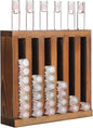 Wonderjune 1 Pcs 6 Slot Wooden Lipsticks Holder 0.7 Inch Lip Balm Tube Holder Lip Gloss Organizer Display Wood Lipsticks Tube Tower Organizer for Market Craft Booth Room Display (Brown)