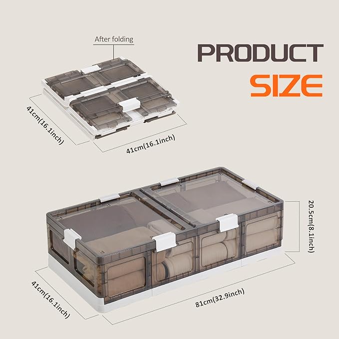 2-Pack Under Bed Storage Containers with Wheels - Stackable, Foldable Plastic Storage Boxes with Lids for Clothes, Shoes, Blankets - Perfect for Bedroom Organization and Dorms