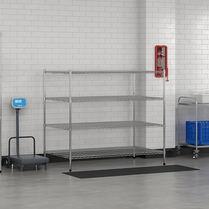 Commercial NSF Listed Chrome Stationary Wire Shelving Kit 36" x 60" x 54", with 4 Shelves Perfect for Warehouse, Walk-in Refrigerator, Freezer, Grocery Store, Restaurant, Dishroom