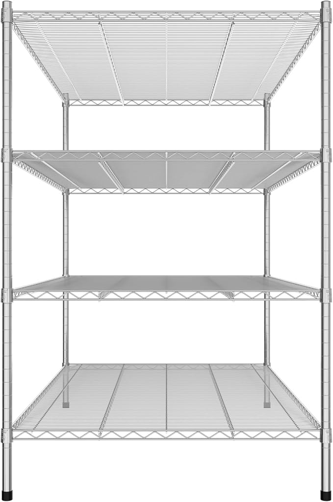 Commercial NSF Listed Chrome Stationary Wire Shelving Kit 36" x 60" x 54", with 4 Shelves Perfect for Warehouse, Walk-in Refrigerator, Freezer, Grocery Store, Restaurant, Dishroom