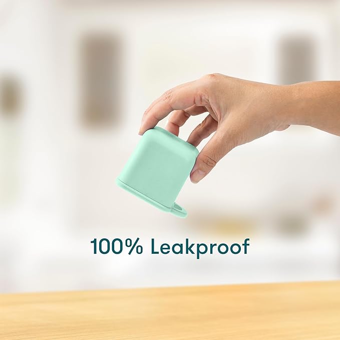 OmieBox (2 Pack) Leakproof Dips Containers to Go, Salad Dressing Container, Condiment Container with Lids - Food Safe Silicone - 4 Ounces (Blue/Mint)
