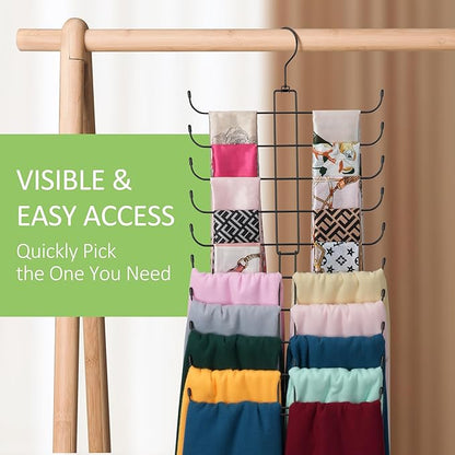 Scarf Hanger for Closet, 20 Large Capacity Scarf Organizer, Space Saving Scarf Holder Hijab Rack Closet Organizers and Storage, Black 1 Pack