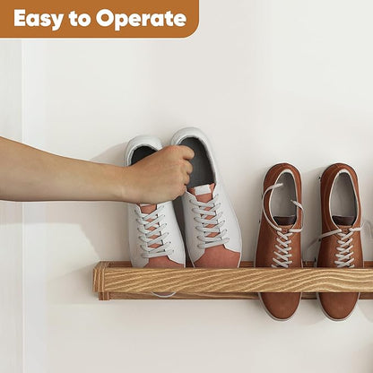 Nisorpa 30 Inch Rustic Burnt Wood Hanging Shoe Rack, Wall Mounted Shoe Rack Storage Organizer Space Saving Footwear Holder for Closet, Mudroom, Entryway, Holds 12 Pairs, Set of 4