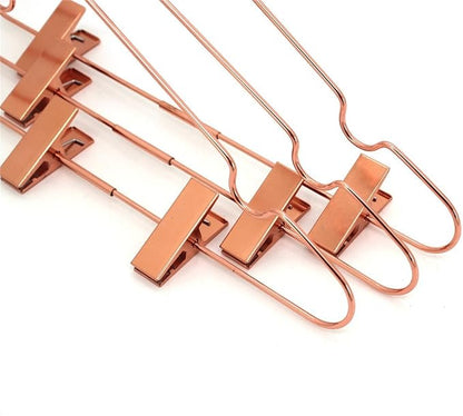 25Pack Koobay 13" Rose Gold Copper Shiny Metal Wire Clothes Hangers With Adjustable Clips for Shirts Coat Storage & Display