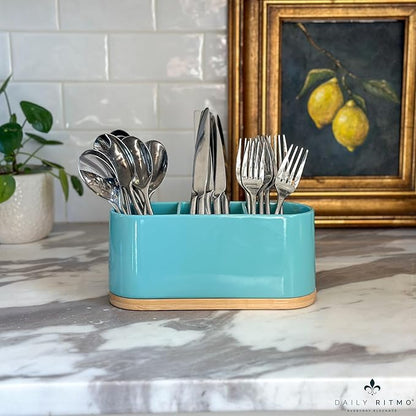 DAILY RITMO® Turquoise Aqua Countertop Silverware Holder
