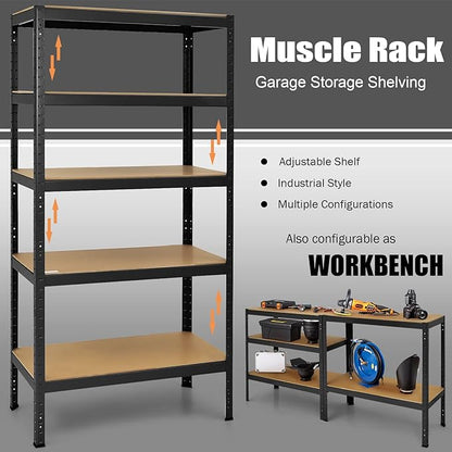 Tangkula 72" Storage Shelves, Heavy Duty Steel Frame 5-Tier Garage Shelf, Metal Multi-Use Storage Shelving Unit for Home/Office/Dormitory/Garage (2, Black)