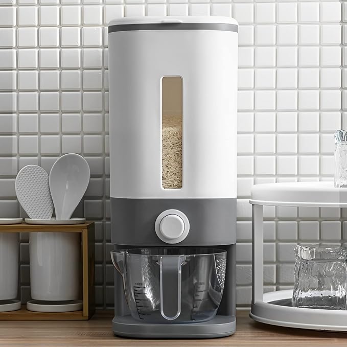 Sooyee 23 Lbs Rice Dispenser with Measuring Cup and One Drawer Food Storage Containers for Rice, Corn,Soybean & Oatmeal,Airtight, Moisture Proof