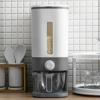 Sooyee 22 Lbs Rice Dispenser with Measuring Cup, Large Food Storage Container for Rice, Corn, Soybean & Oatmeal, Airtight, Moisture Proof