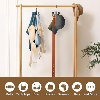 ZEDODIER Scarf Organizer Scarf Hanger for Closet, Rotatable Sturdy Hijab Holder Holds 8 Scarves, Metal Space Saving Closet Organizers and Storage, Black