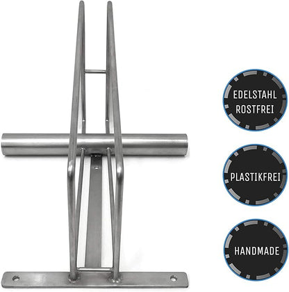 NAMOR Stainless steel bicycle stand, bike stand, bicycle parker, floor parker, bicycle holder, exhibition stand, suitable for 20 - 29 inches, rust-proof, handmade in Germany