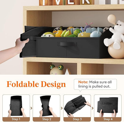 Lifewit Trapezoid Closet Storage Bins for Shelf, 6 Packs Non-woven Closet Organizer Baskets with Handles, Foldable Clothes Containers Boxes for Clothing, Book, Purse, 23L, Extra Large, Black