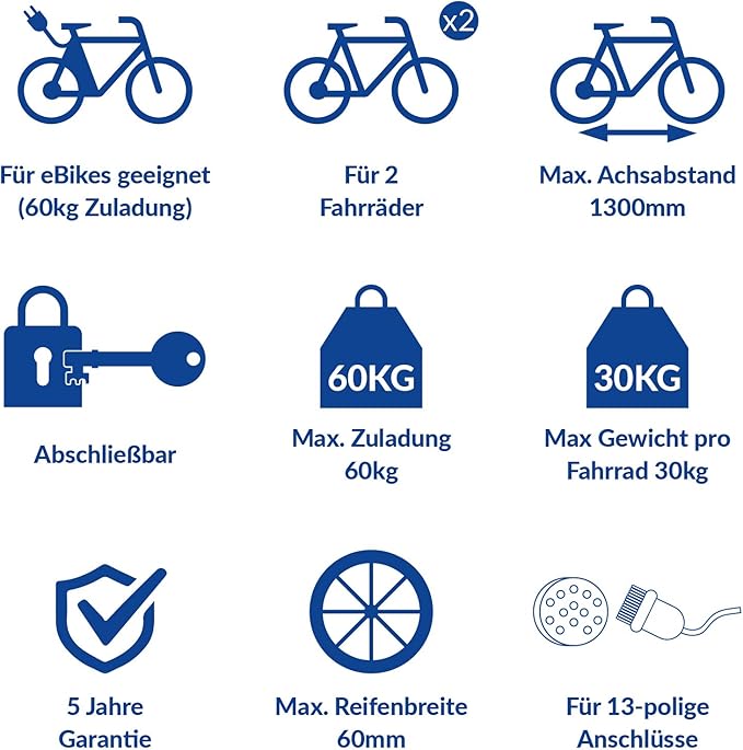 Westfalia Set bikelander and Storage Bag - Foldable towbar Mounted Bicycle Carrier for 2 Bikes - Suitable for eBikes - Universal Bike Carrier - Max. Load 60kg