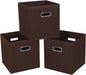 Fabric Cloth Storage Bins,Fabric Cube Bins Organizer with Dual Handles Foldable Cube Storage Baskets for Home Bedroom Storage,Set of 3,(Coffee)