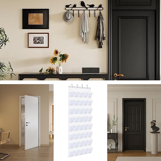 Shoe Hanger for Door - 40-Pocket Mesh Foldable,Folding Shoe Organizer Door Hanger,for Bedroom Living Room Bathroom Entryway Sneaker Slippers Toiletries Bottles Crafts Toys