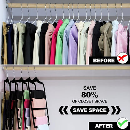 Closet Organizers and Storage,5 Pack Velvet Pants-Hangers-Space-Saving,Non Silp 5 Tier Scarf Jeans Organizer,Dorm Room Essentials for College Students Girls Boys Guys,Organization and Storage