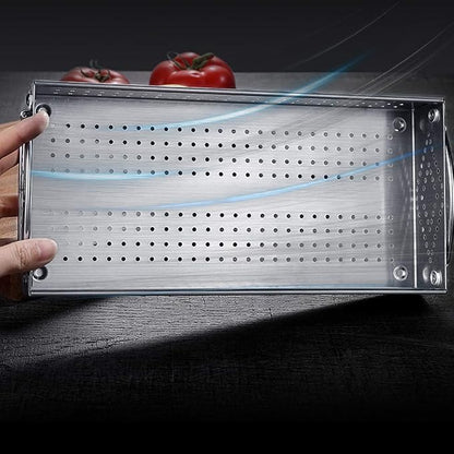 Large Silverware Drawer Organizer, 304 Stainless Steel Mesh Utensil Organizer for Kitchen Drawers Organizer Metal Flatware Tray for Knives, Spoons,Cosmetic - 12.0x5.5X2.0 Inch
