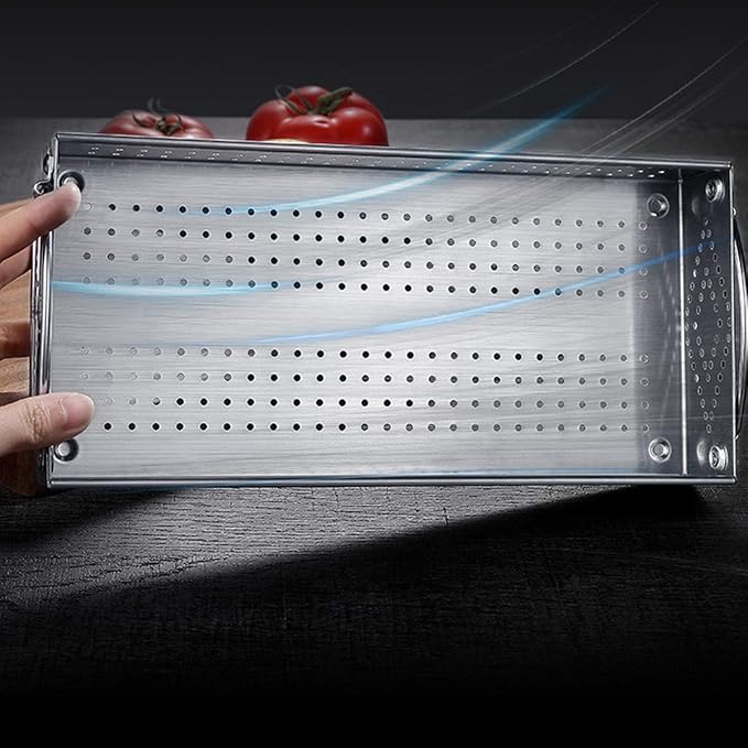 304 Stainless Steel Cutlery Tray Drawer Organizer - Mesh Kitchen Utensil Drawer Organizer/Silverware Storage Kitchen Utensil Flatware Tray - 11.3x4.1x2.0 Inch