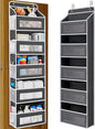 Over the Door Organizer with 5 Front Pockets and 5 Mesh Side Pockets,Extra Large Hanging Organizer for Over the Door Storage in Bedroom, Bathroom,Pantry, Nursery (Black)