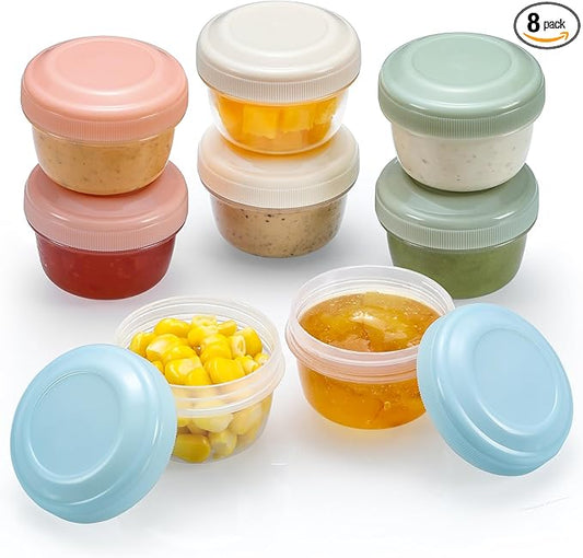 VITEVER 8 Pack 2 oz Salad Dressing Container to Go, Small Condiment Containers with Lids for Lunch Bento Box, Reusable Plastic Snack Jars, Deli Containers, Colorful Sauce Cups, Dishwasher Safe