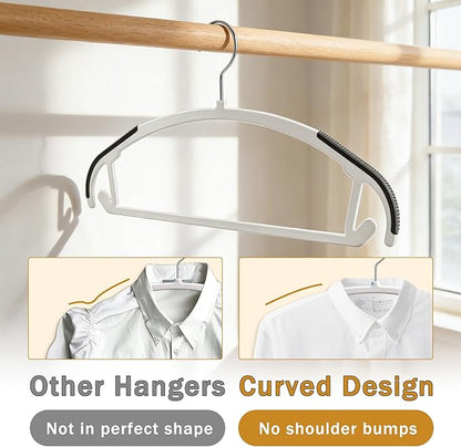 36-Pack Non Slip Plastic Clothes Hangers/w Rubber Pad, Coat Hangers 360° Swivel Hook, Heavy Sturdy Space-Saving Organizers, Hangers for Coats, Pants, Suits, Shirts (Black)