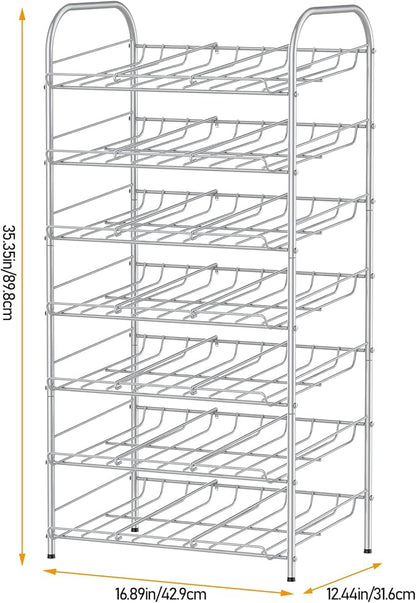 DOMYDEVM Can Rack Storage Organizer, 7 Tier Canned Goods Organizer, Silver Beverage Soda Holder Holds up to 84 Can, Can Drink Storage Organizer for Pantry Kitchen