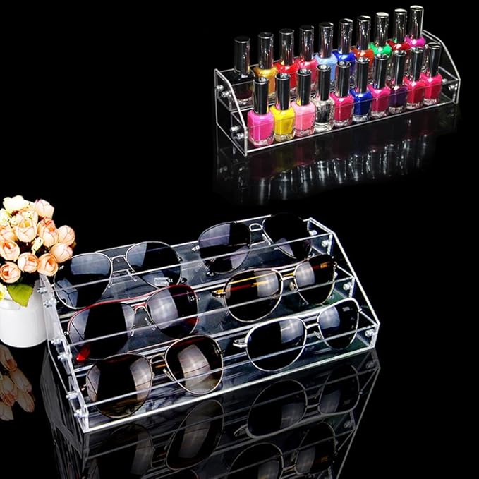 Acrylic Organizer Storage Case Brochure Display Holders for Essential Oil Cosmetic Dropper Bottle Condiment Nail Polish Paint Rack Shelves Fair Gifts Samples Showing Stand 2 Sets 2 Tiers Clear Plastic