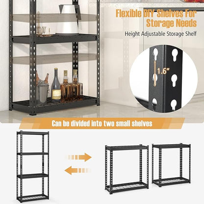 Goplus 4-Tier Metal Shelving Unit, 4 Pack Heavy Duty Wire Storage Rack with Anti-Slip Foot Pads, Height Adjustable Shelves for Warehouse, Kitchen, Living Room, Garage, 12" D x 27.5" W x 60" H