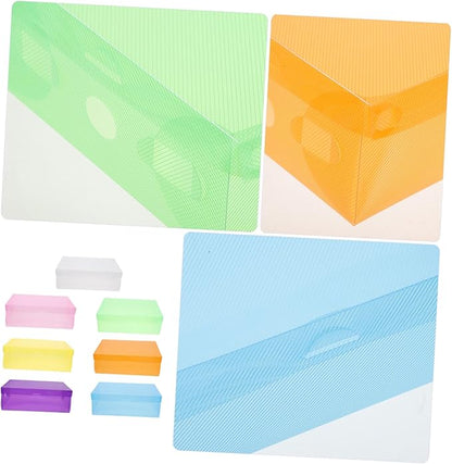 Vaguelly 7pcs Stackable Shoe Storage Box Plastic Sneaker Organizer Lid Space-saving Containers for High Heels Boots and Sneakers Multi-color Options